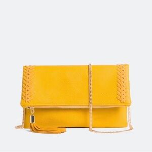 Moda Luxe Mustard Clutch with Chain Strap